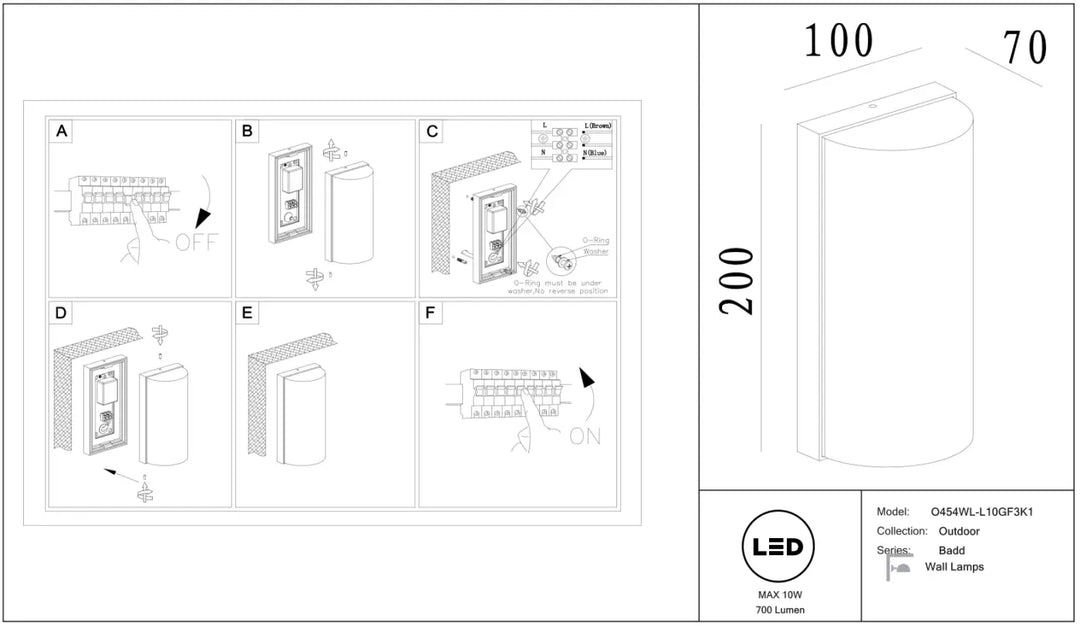 Applique extérieure badd cylindrique en aluminium graphite avec éclairage led design moderne pour luminaire extérieur