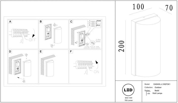 Applique extérieure badd cylindrique en aluminium graphite avec éclairage led design moderne pour luminaire extérieur