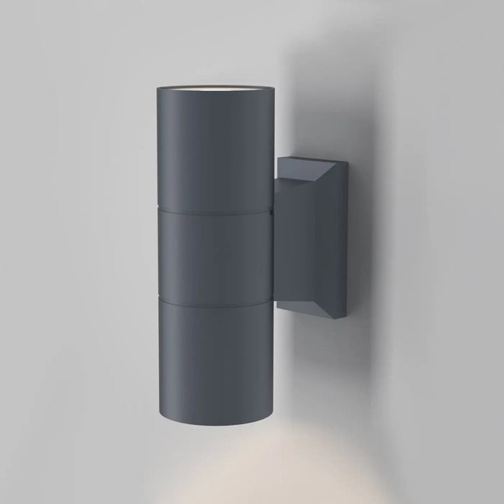 Applique extérieure bowery cylindre en aluminium thermolaqué gris avec design minimaliste compatible ampoules gu10