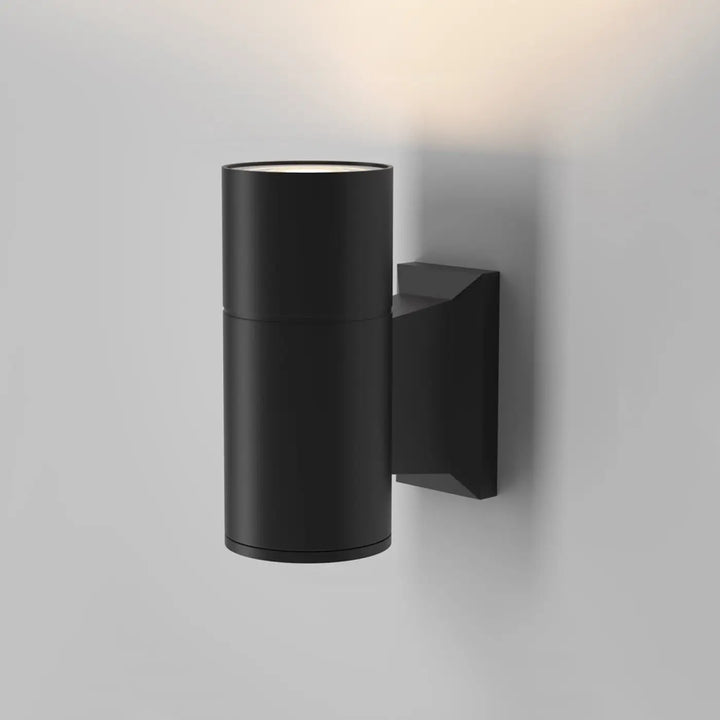 Applique extérieure bowery cylindre en aluminium thermolaqué noir mat avec design moderne pour ampoules gu10