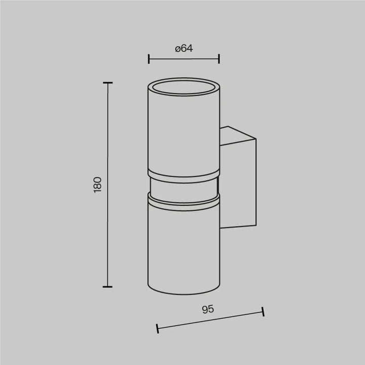 Applique extérieure bowery cylindre double en métal noir avec design minimaliste et double section circulaire pour mur extérieur