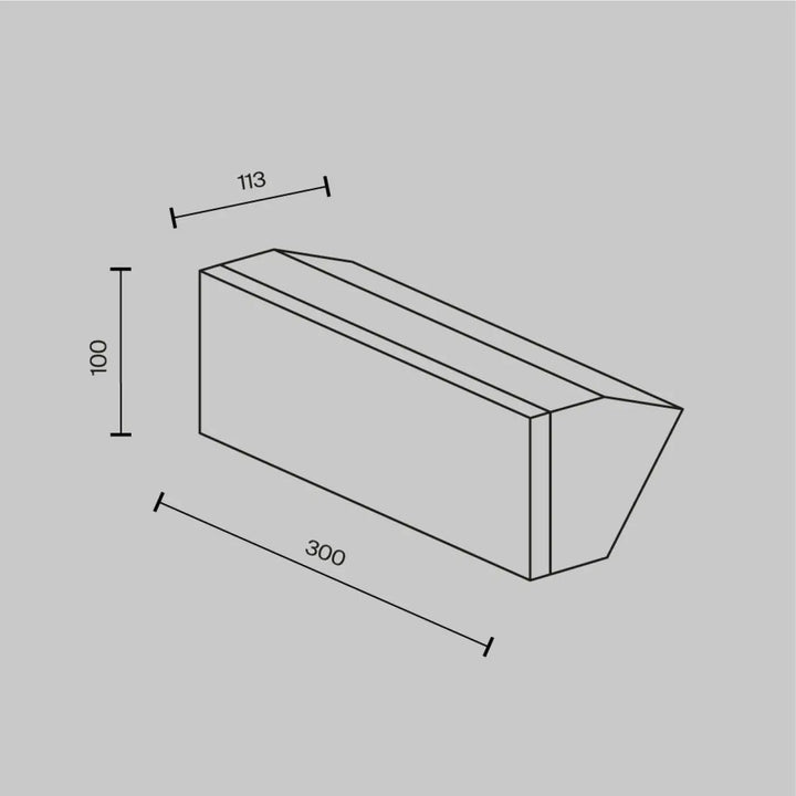 Rectangle concrete block applique extérieure brick en aluminium graphite de 300mm x 113mm x 100mm pour long d’un passage