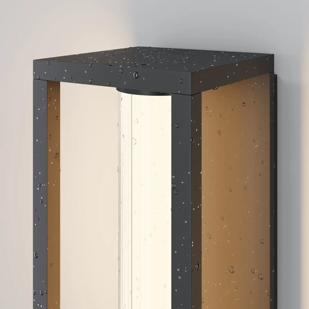 Applique extérieure en aluminium noir façon lanterne avec design moderne et minimaliste rectangulaire noir et bronze