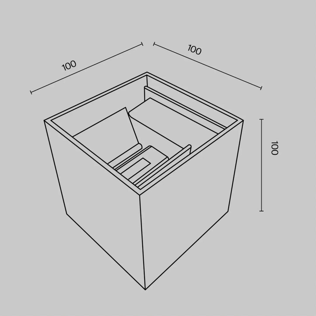 Applique extérieure fulton cube minimaliste 100x100x100 mm avec double faisceau et compartiments internes