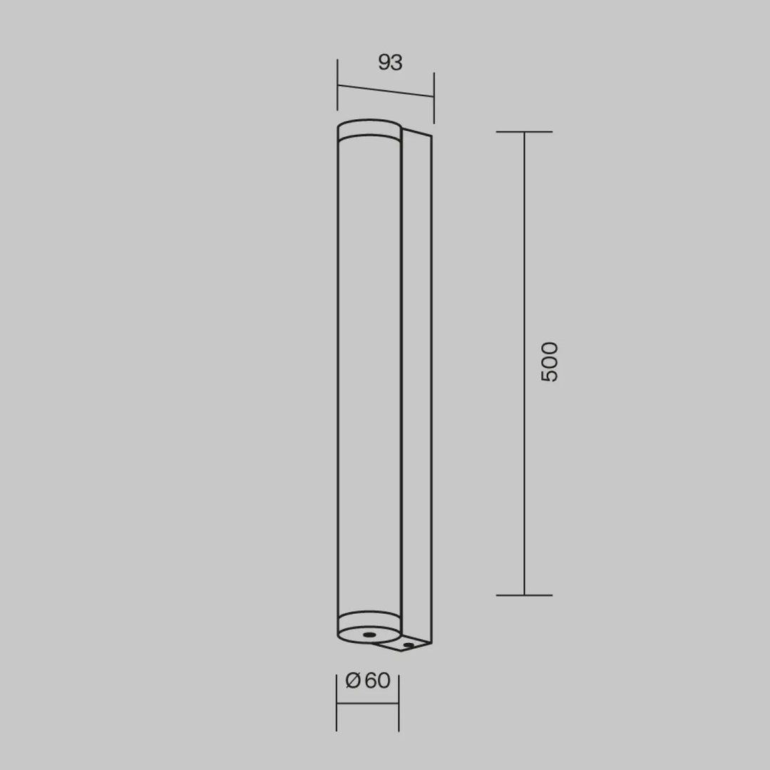 Applique extérieure led ronde en aluminium noir de 500mm avec design linéaire minimaliste pour mur extérieur