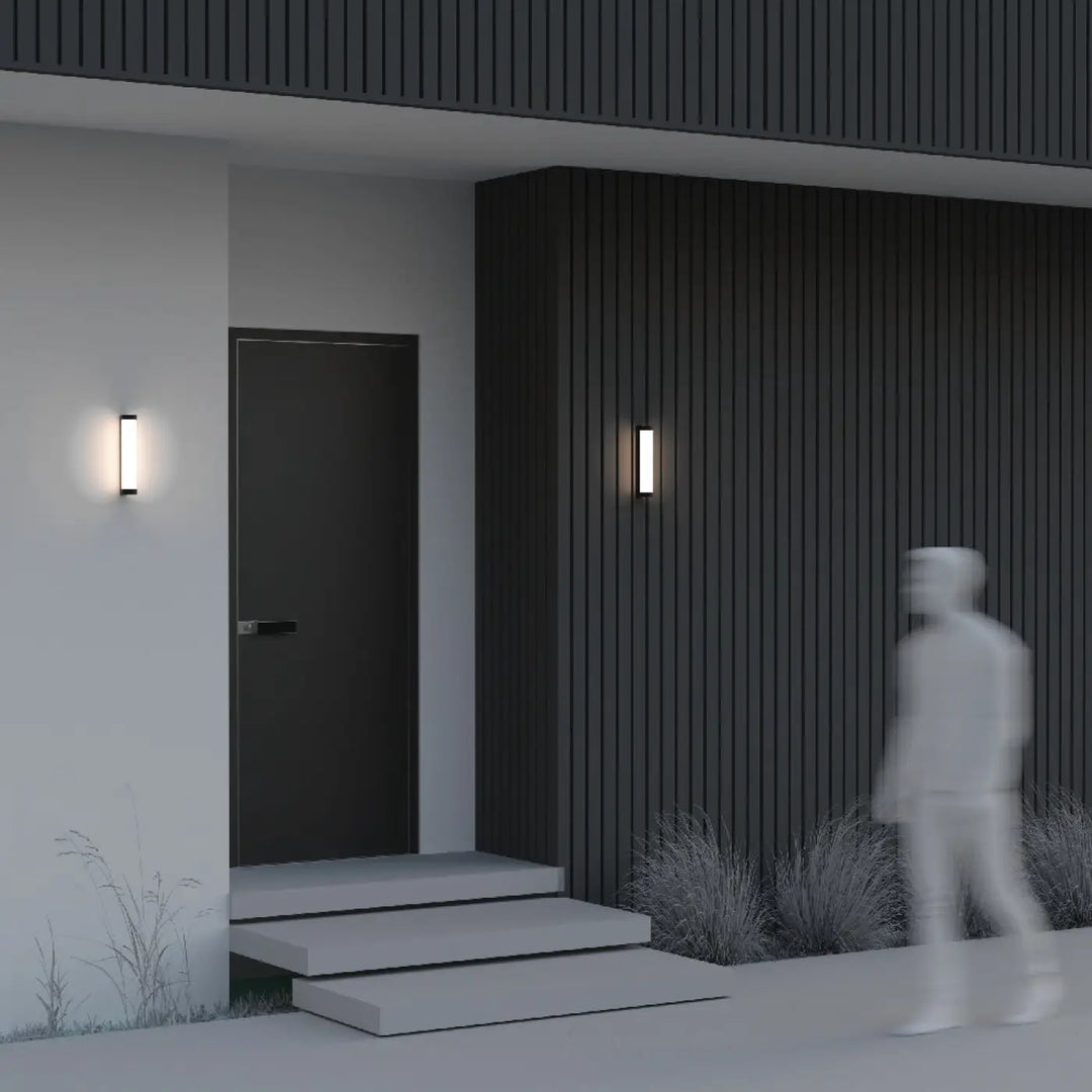 Modern applique extérieure led noire en aluminium avec design vertical minimaliste pour éclairage extérieur