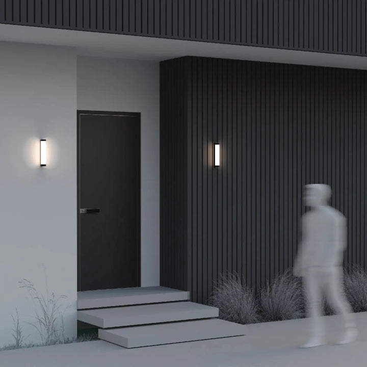 Modern applique extérieure led noire en aluminium avec design vertical minimaliste pour éclairage extérieur