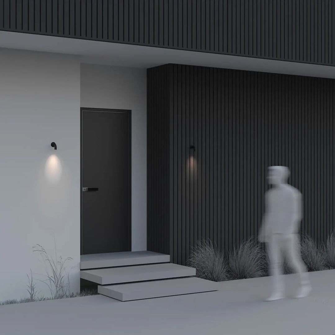 Applique extérieure led noir en aluminium avec design moderne minimaliste et poignée horizontale élégante
