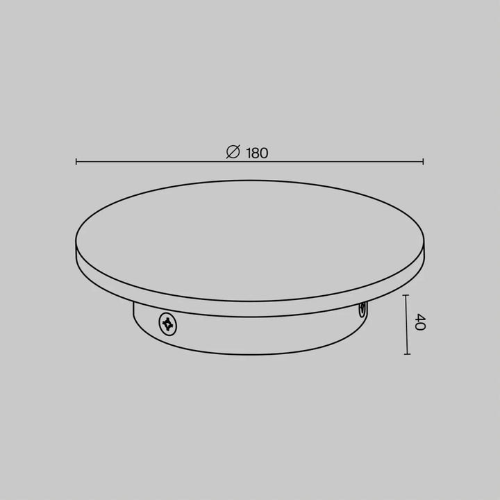 Applique extérieure led disque en acier gris de 180mm de diamètre et 40mm de hauteur pour plafond