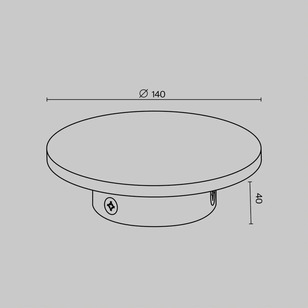 Applique extérieure led acier gris disque walld plafond plat circulaire 140mm diamètre 40mm hauteur