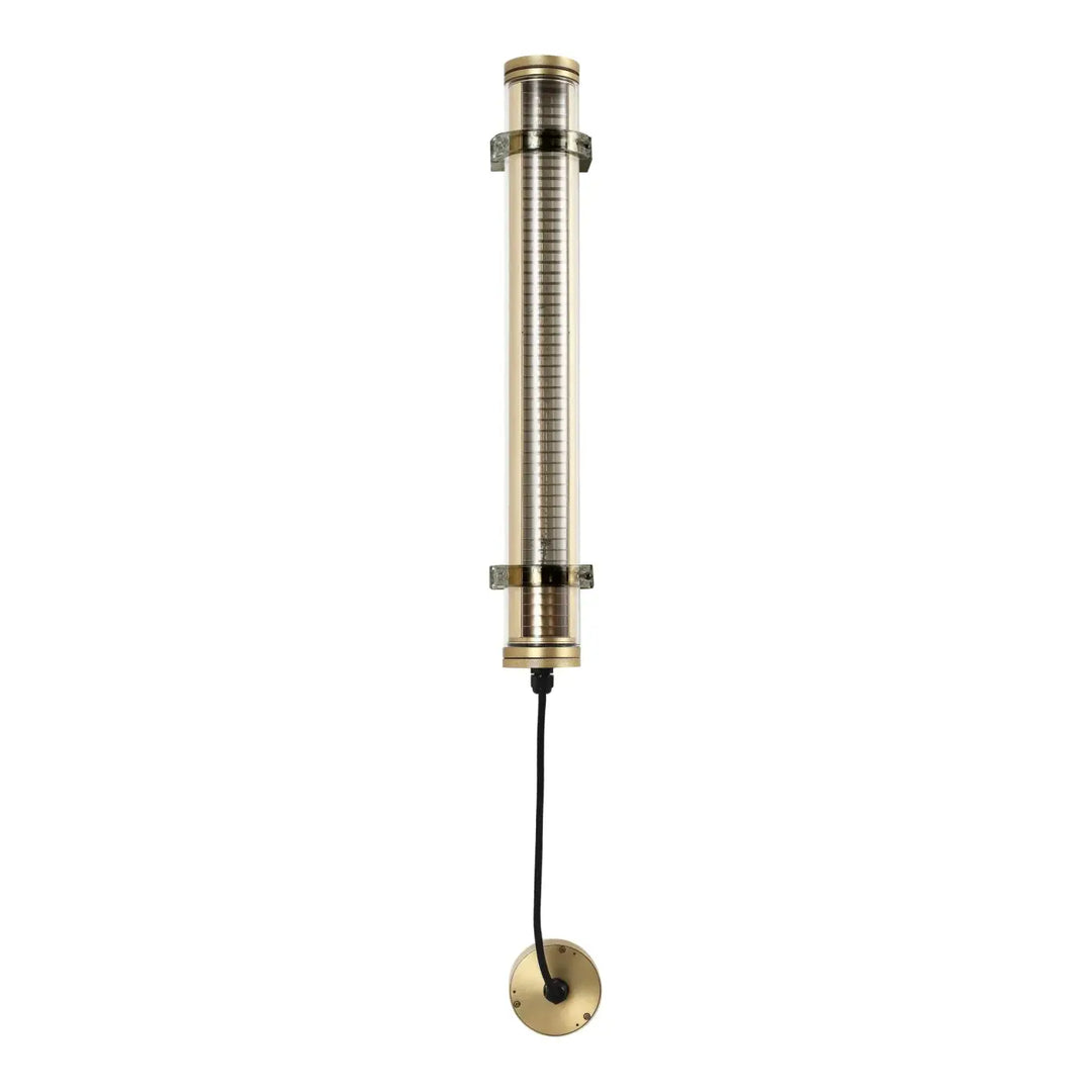 Applique lukas luminaire extérieur en laiton et verre avec corps cylindrique clair gravé de mesures verticales
