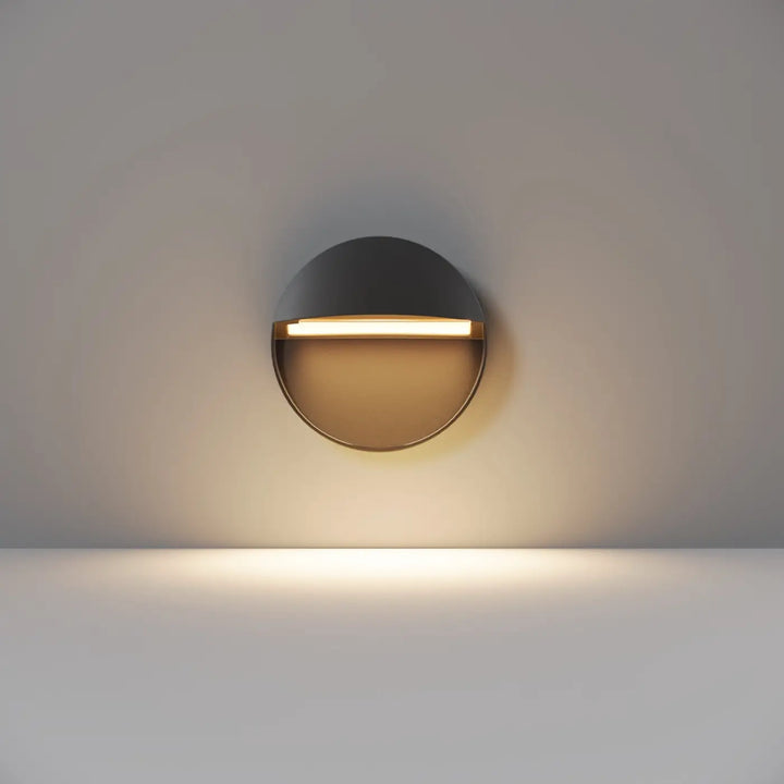 Applique extérieure balise ronde avec lumière douce led et finition noire mate moderne semi-circulaire