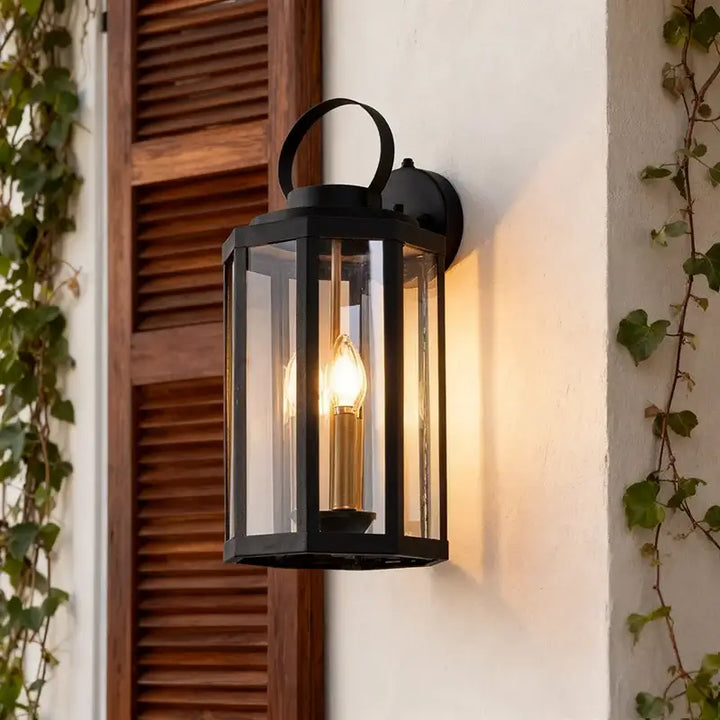 Applique extérieure noire avec verre transparent élégant