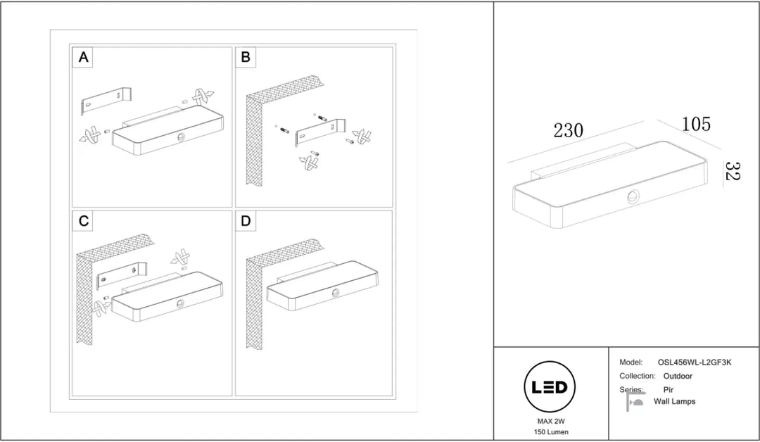 Applique extérieure led rectangulaire blanche en acier noir avec barre ultra-fine et design minimaliste solaire