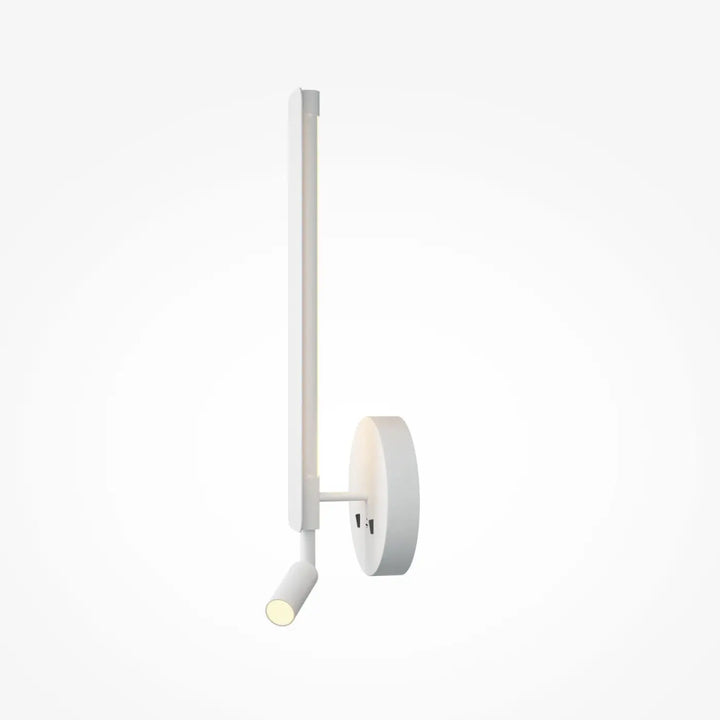 Applique murale liseuse combo blanche moderne avec barre verticale et spot ajustable sans ports usb