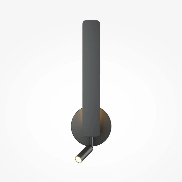 Applique liseuse combo moderne en métal noir mat avec barre verticale élégante et spot orientable ports usb intégrés