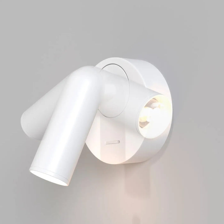 Applique liseuse murale blanche à double tête réglable avec design moderne module rond liseuse mirax
