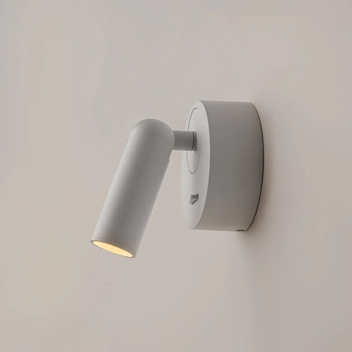 Applique liseuse murale blanche minimaliste avec module rond et bras ajustable modèle mirex pour lecture