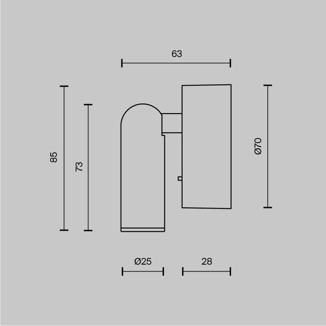 Applique liseuse mirax murale minimaliste avec module rond courbé en métal noir et support rectangulaire