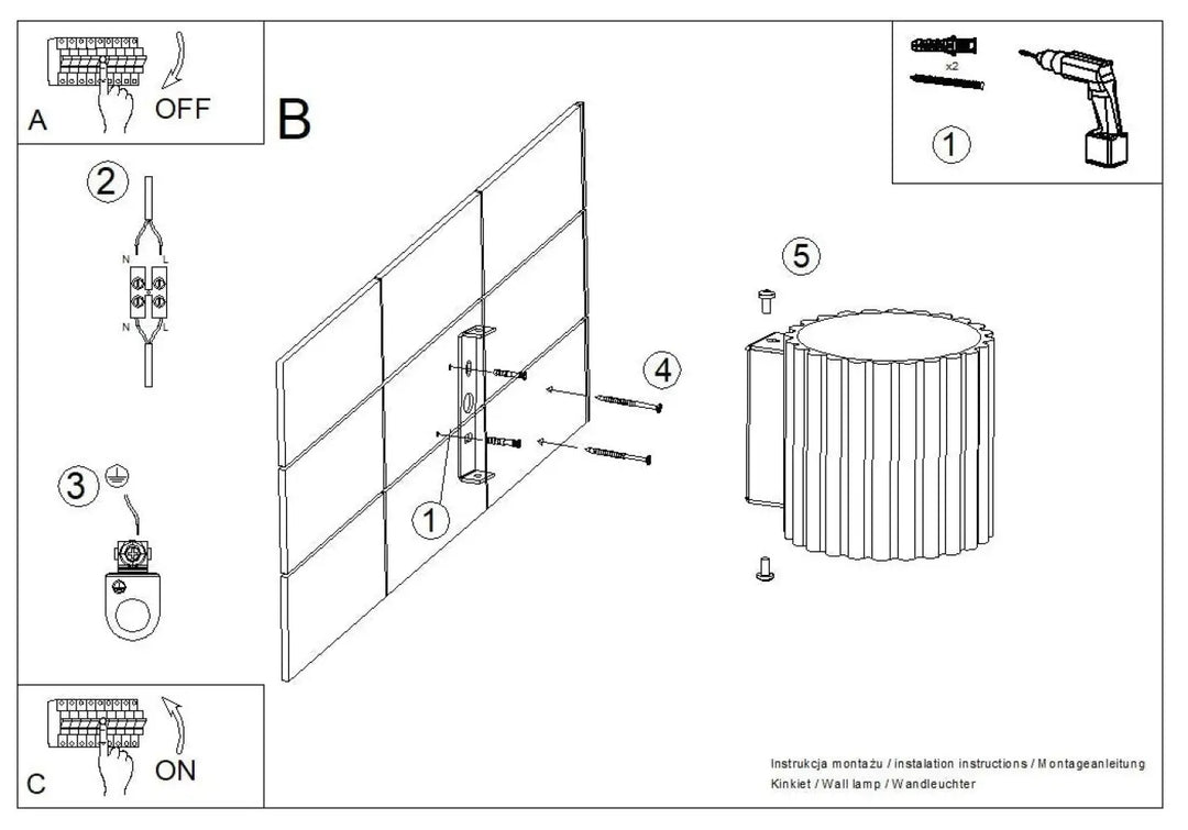 Applique murale aura bordeaux avec forme unique inspirée, abat-jour cylindrique à nervures et fixation métallique