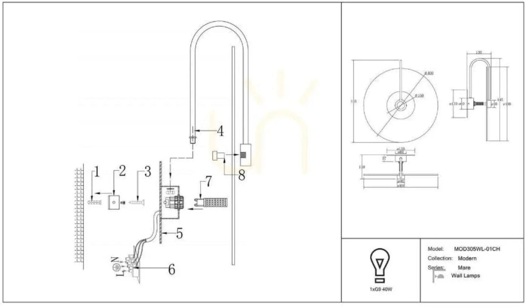 Applique murale antic avec bras doré et finition métallique au design minimaliste incurvé en verre strié