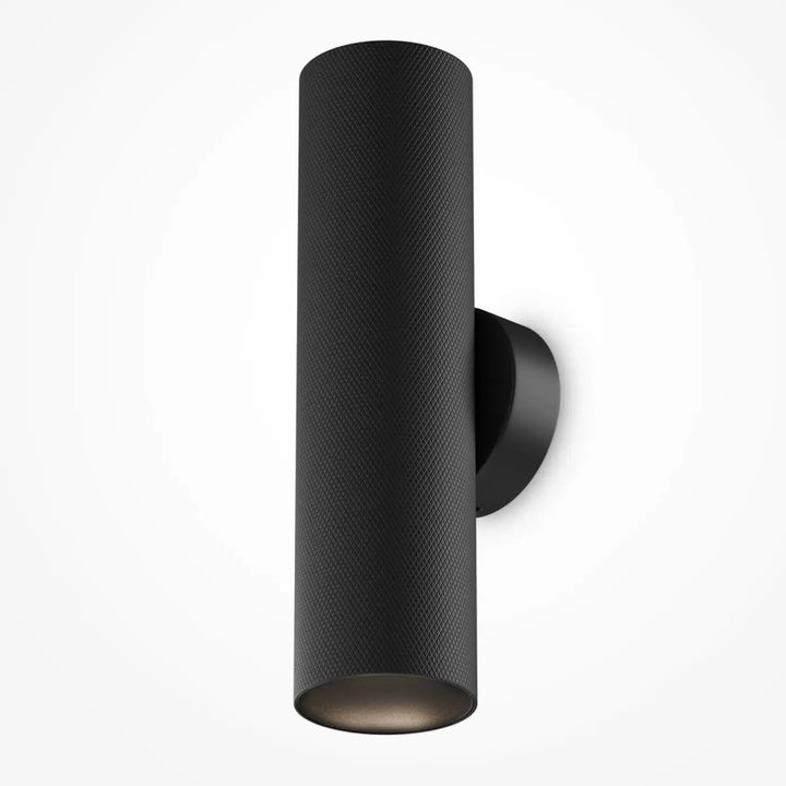 Applique murale artisan noire cylindrique avec finition mate texturée pour éclairage d’accent extérieur moderne