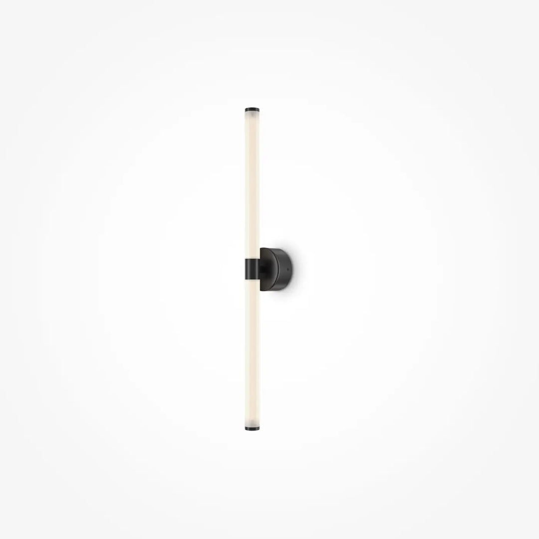 Applique murale axis avec tube en acrylique blanc mat cylindrique et support en métal noir mat minimaliste
