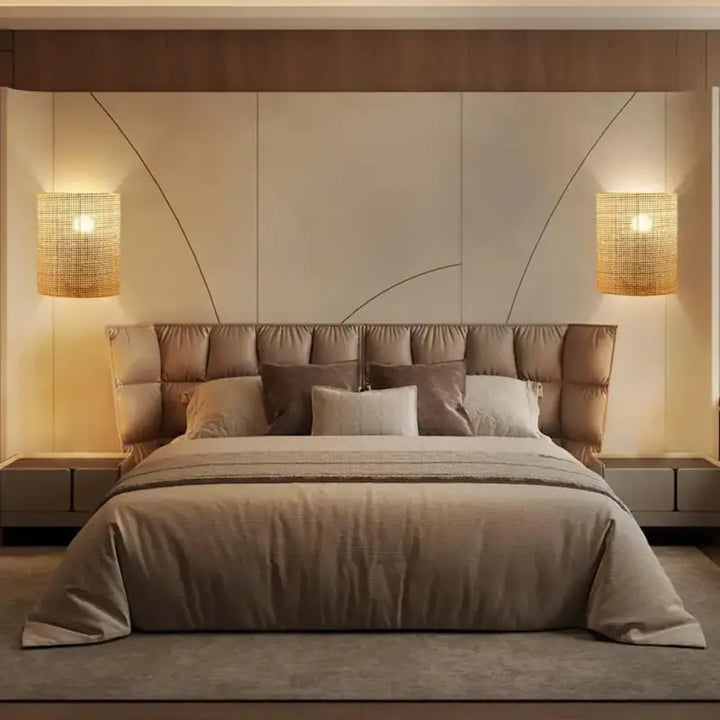 Applique murale en bambou courbé pour lumière zen et épurée