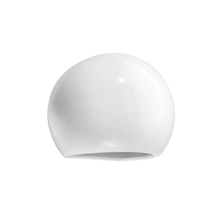 Applique murale moderne en céramique globe blanc brillant avec corps sphérique lisse et base légèrement évasée