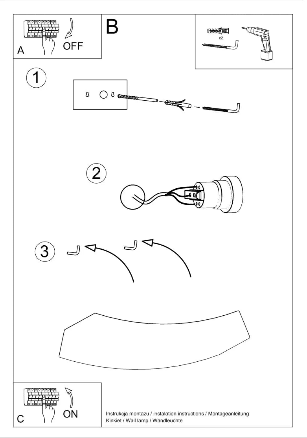 Schéma d'installation du luminaire