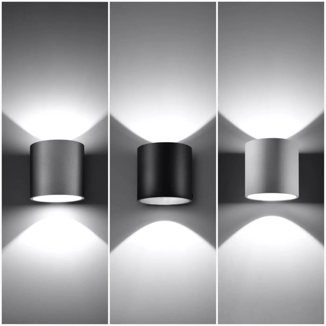 Applique murale orbis 1 blanc avec design cylindrique moderne noir mat et élément bois naturel pour intérieur élégant
