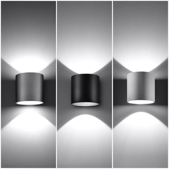 Applique murale orbis 1 blanc avec design cylindrique moderne noir mat et élément bois naturel pour intérieur élégant