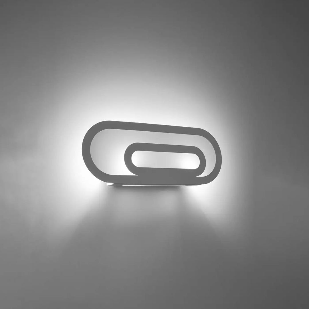 Applique murale originale saccon blanc en métal minimaliste en forme de trombone avec lumière intégrée pour une atmosphère chaleureuse