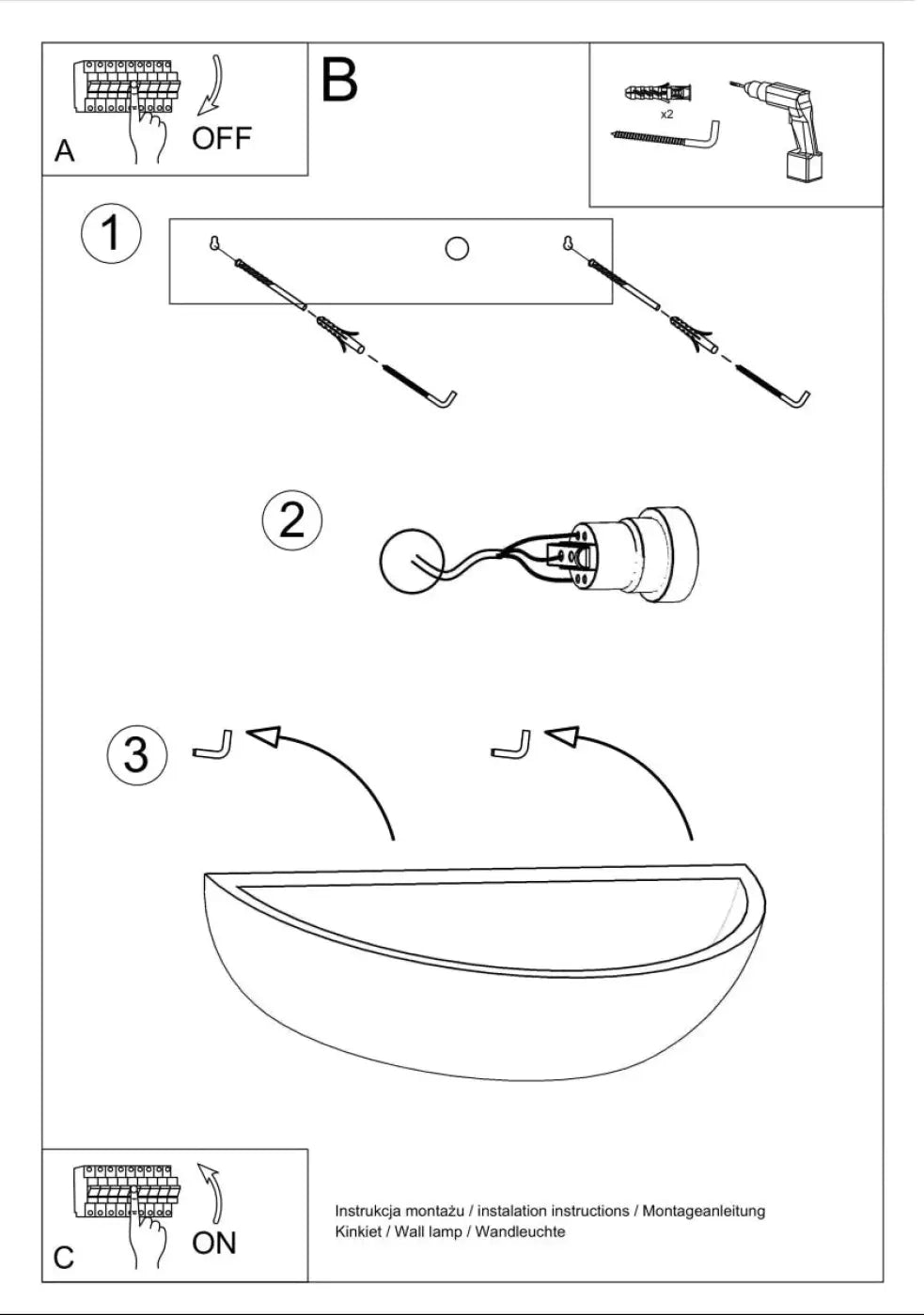 Schéma d'installation du luminaire