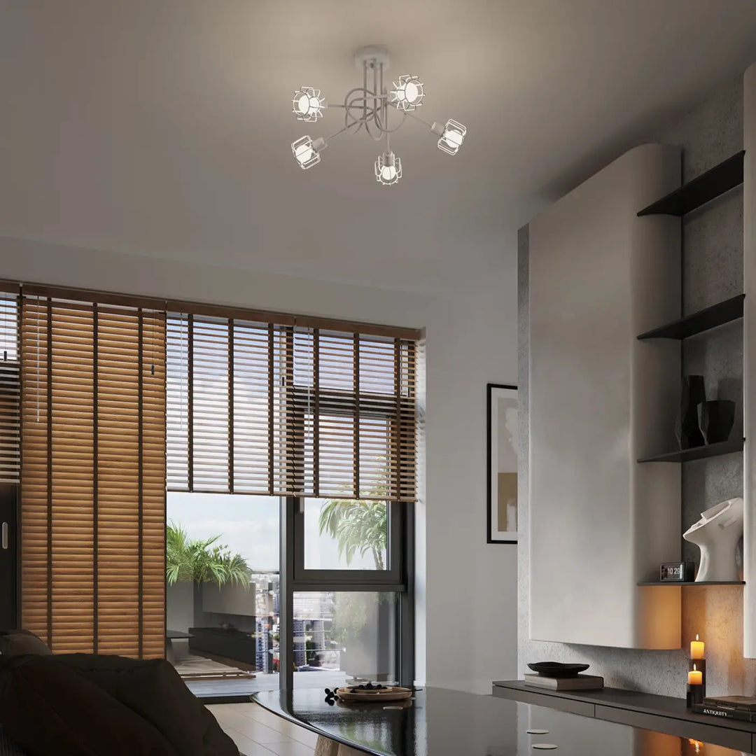 Applique murale beluci 1 blanc avec cinq spots ajustables et structure métal minimaliste style loft collection beluci