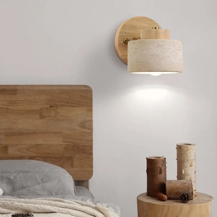 Applique murale bois béton design moderne naturel jaune chic