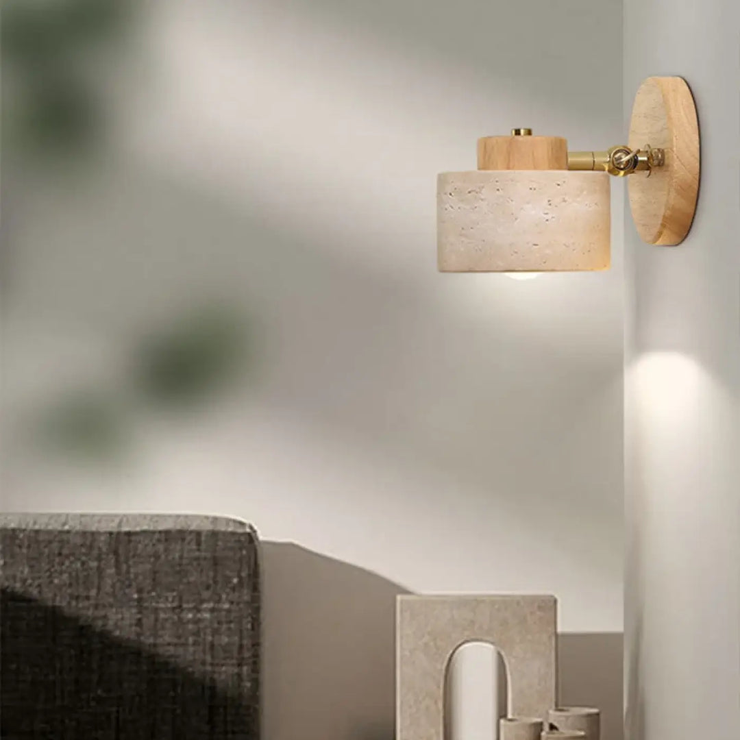 Applique murale bois béton design moderne naturel jaune chic