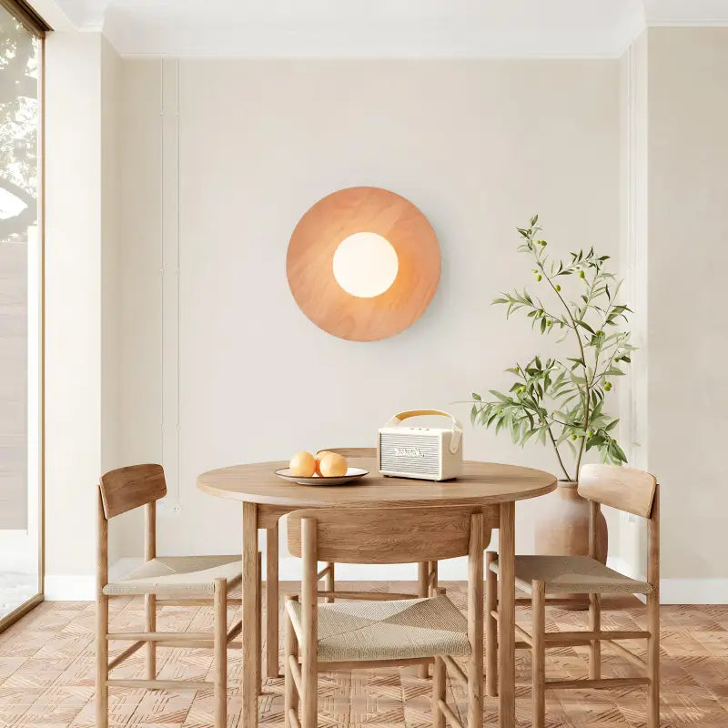 Applique Murale Effet Bois À Cercle Plat Design