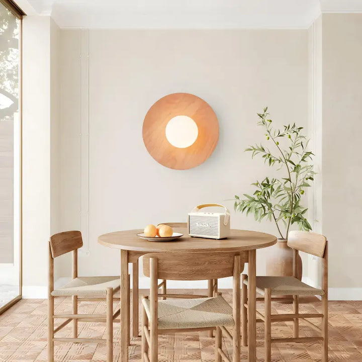 Applique Murale Effet Bois À Cercle Plat Design