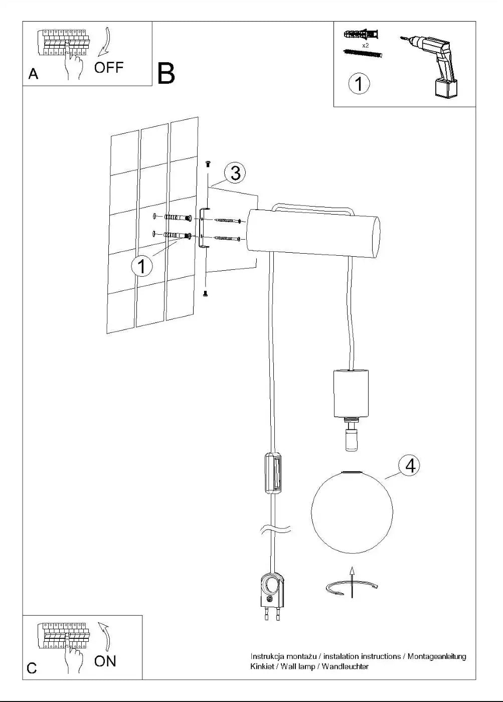 Schéma d'installation du luminaire