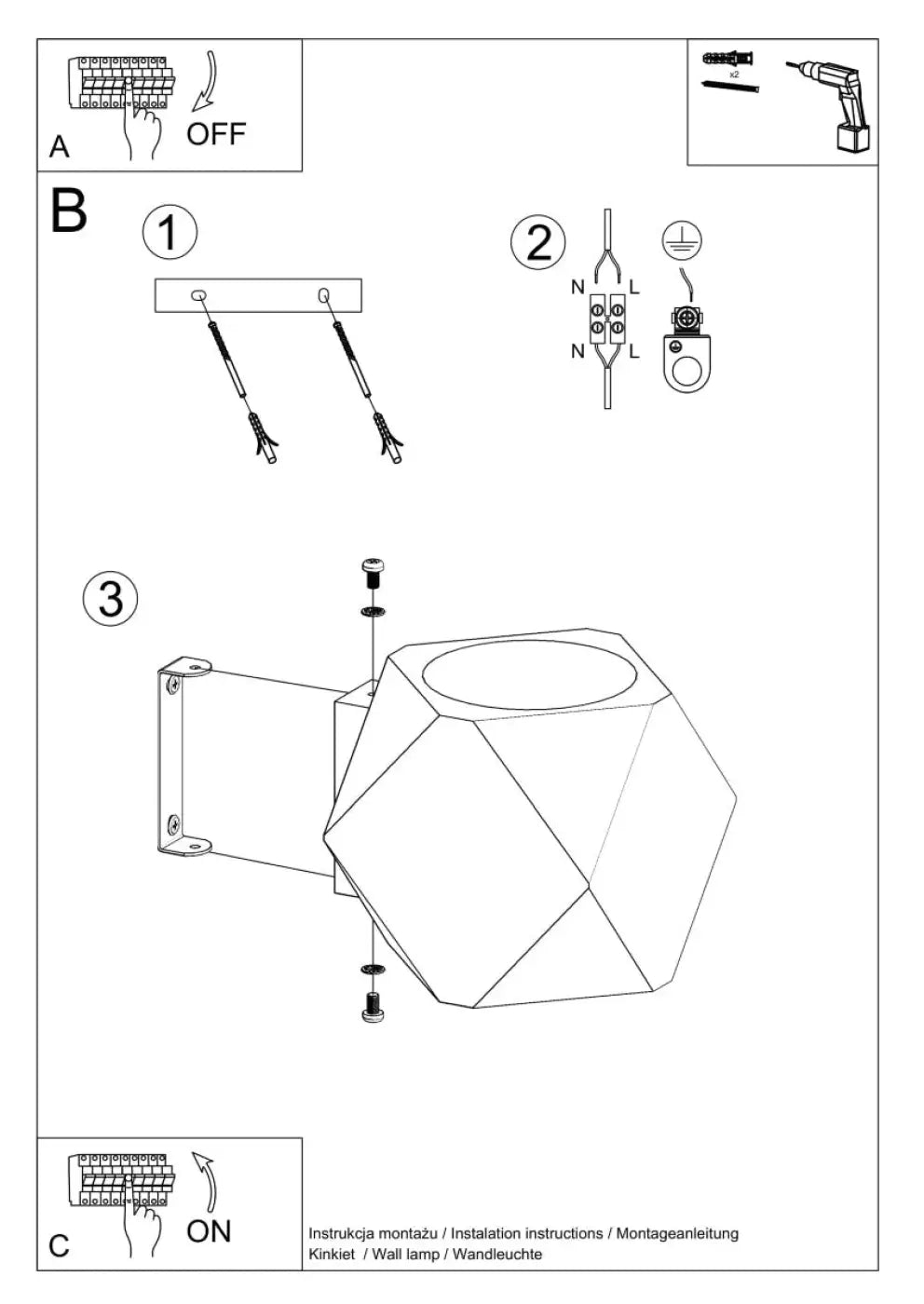 Schéma d'installation du luminaire