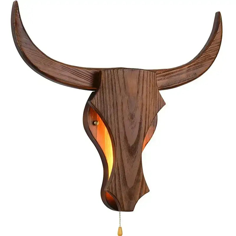 Applique murale en bois tête d’animal style sculptural

