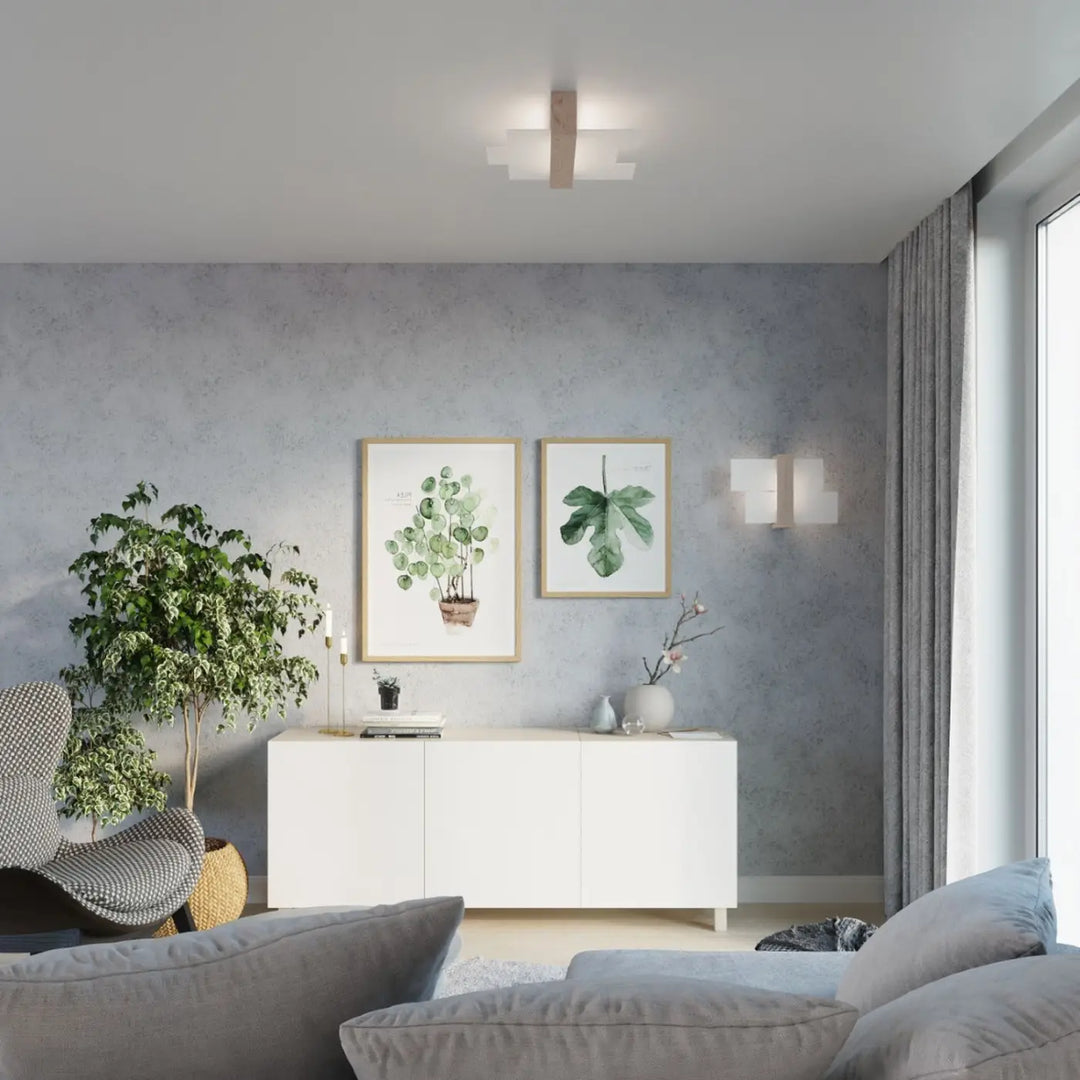 Applique murale bois naturel dans un salon