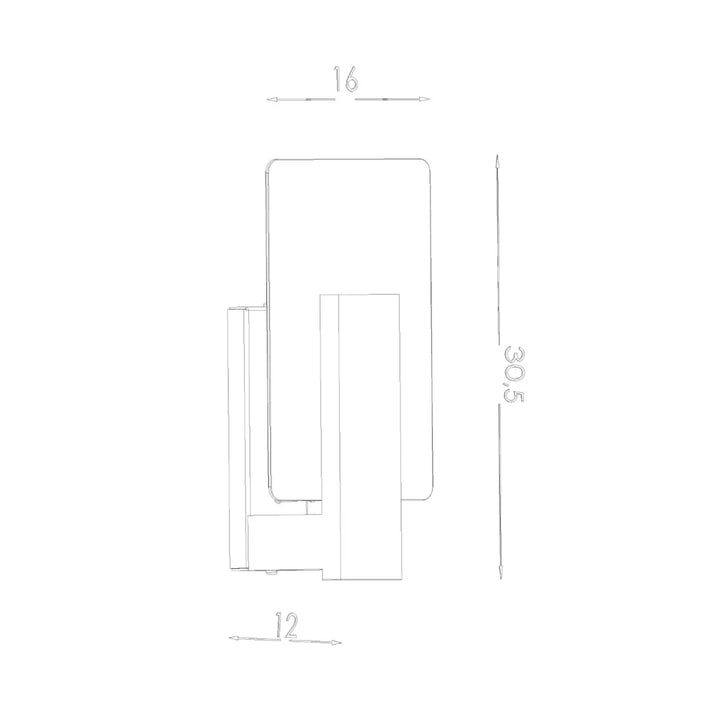 Dessin minimaliste de l applique murale lappo wenge avec dimensions 16 30,5 12 cm pour une atmosphère unique