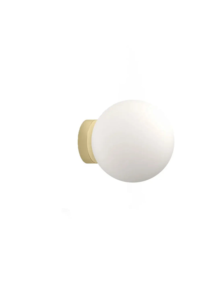 Applique Bola Sphere à rosace dorée, globe en verre opale de 25,5 cm