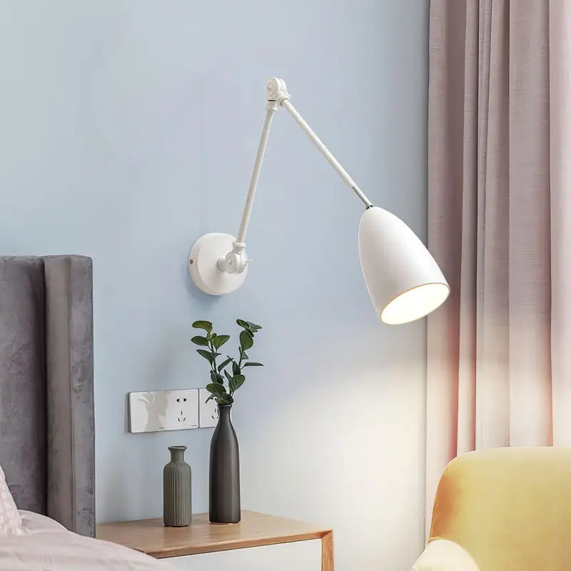 Applique Murale Bras Long En Aluminium Blanc Style Moderne
