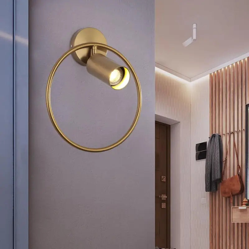 Applique Murale Bronze Doré Design Cercle Cylindre