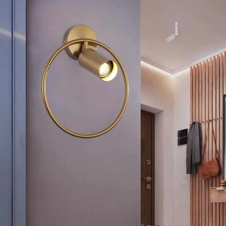 Applique Murale Bronze Doré Design Cercle Cylindre