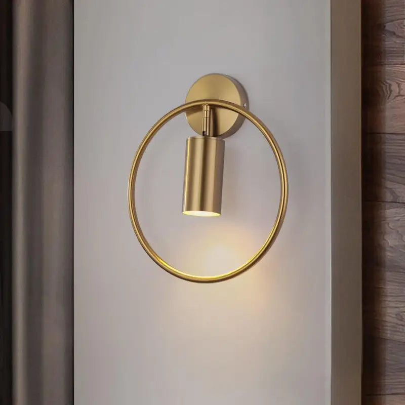 Applique Murale Bronze Doré Design Cercle Cylindre