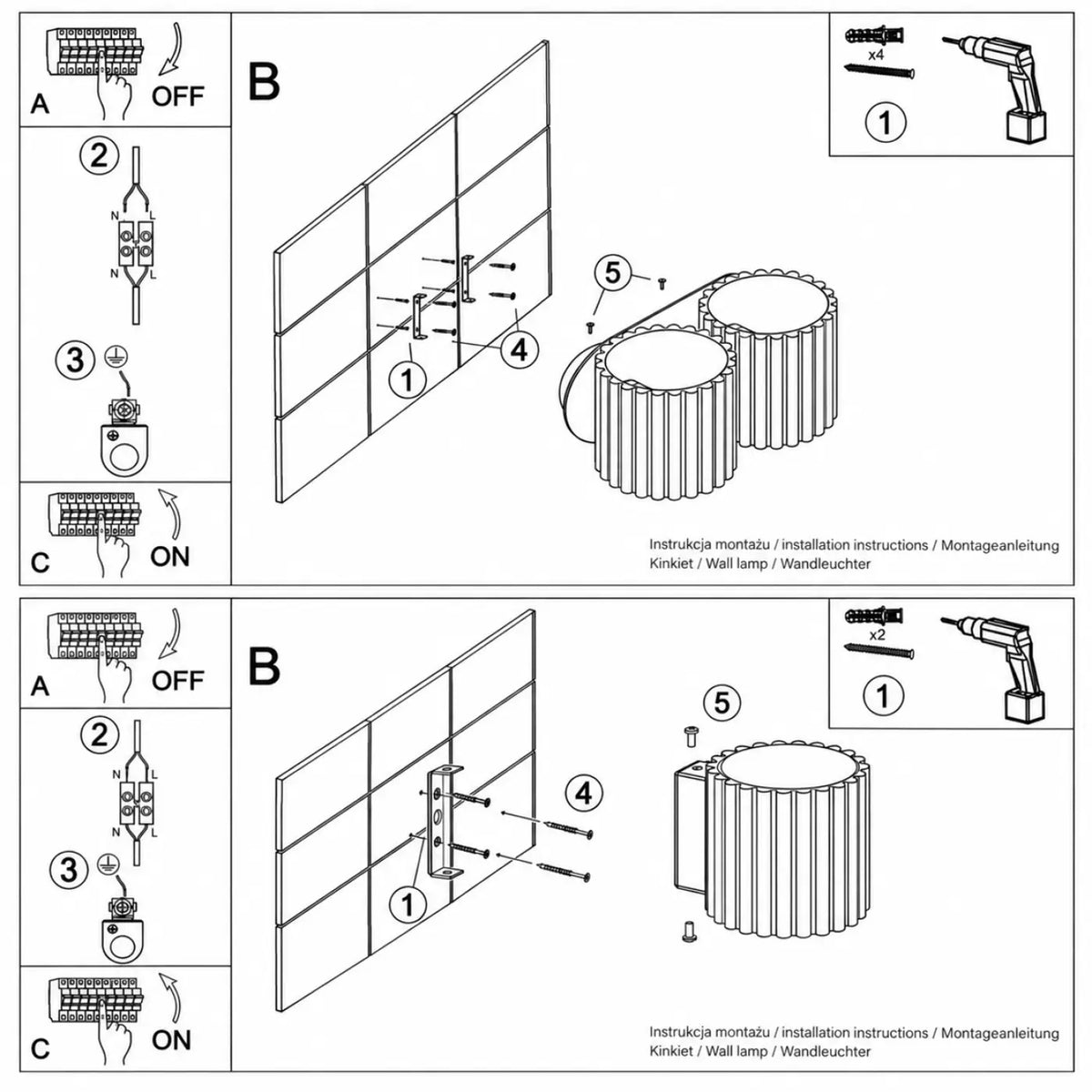 Schéma d'installation du luminaire